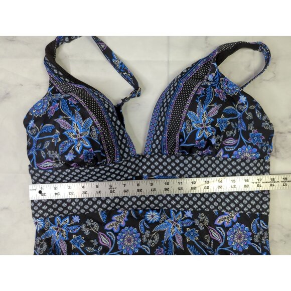 Swimsuits For All Womens Plus 20 Plunge One Piece Swimsuit Black Blue Swimwear - Picture 9 of 9